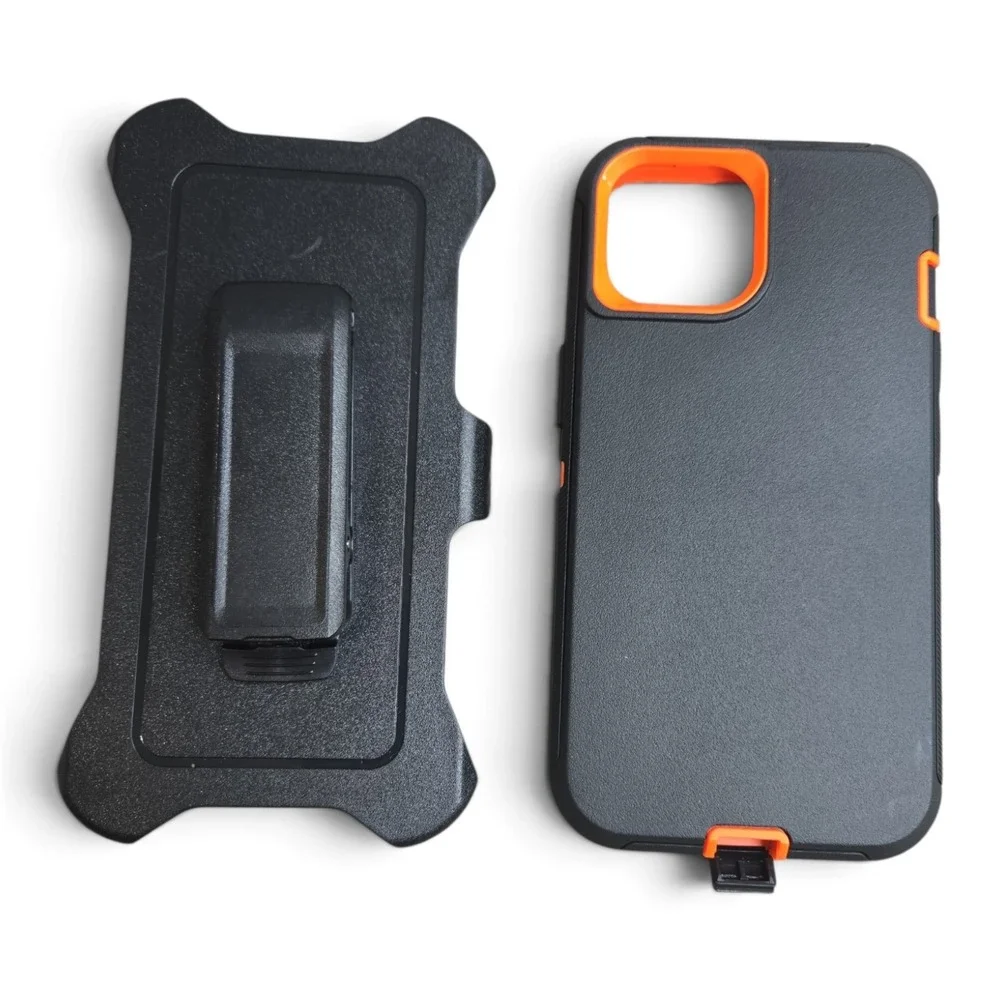 RubCase Orange/Black iPhone 14 Case And Clip